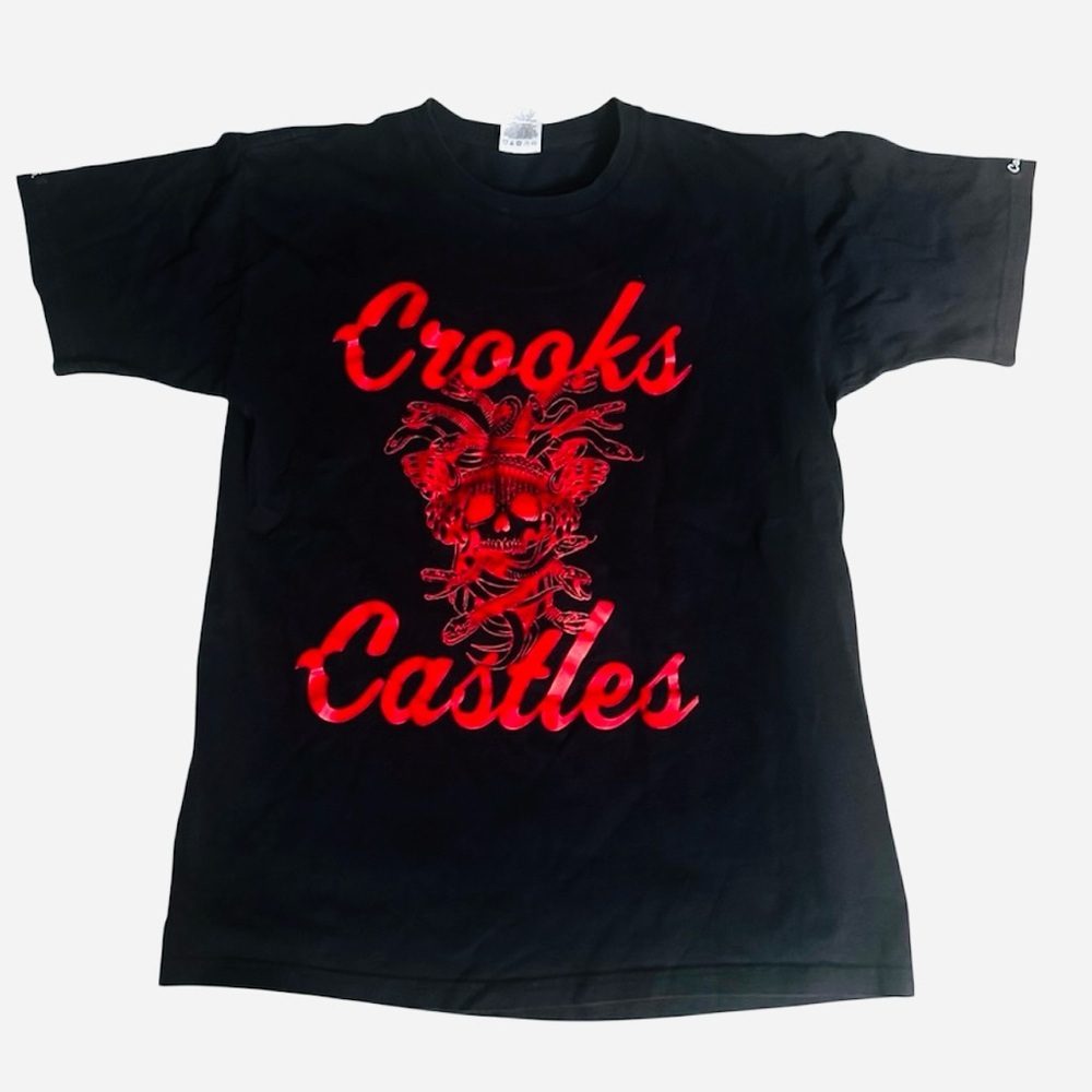 CROOKS & CASTLES Black Graphic  Skull Logo t-shirt sz medium